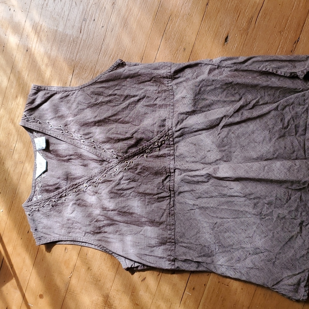 J Jill brown linen surplice tank